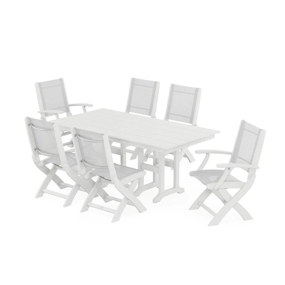 POLYWOOD® - Coastal Folding Chair 7-Piece Farmhouse Dining Set - PWS1176 - Image 106