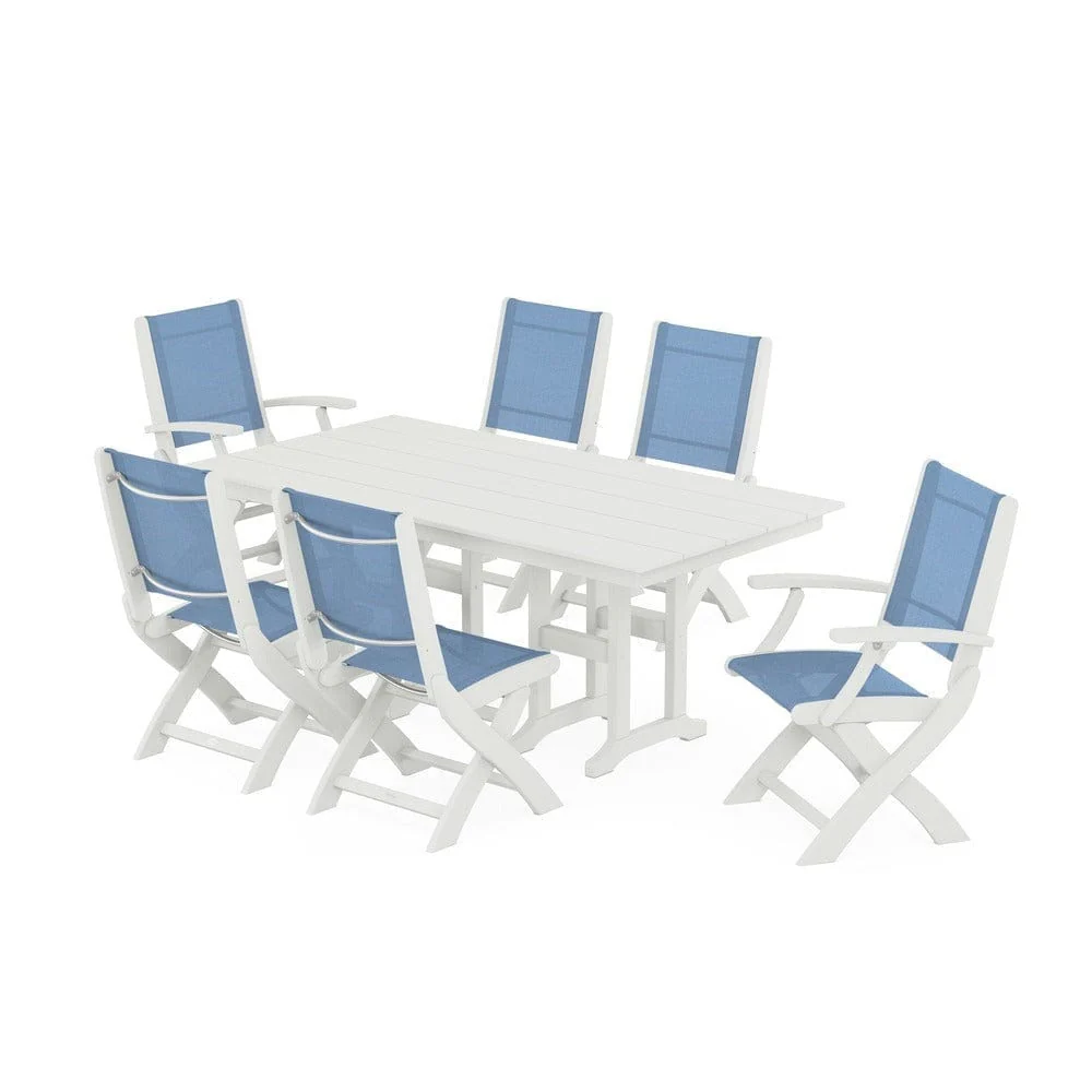 POLYWOOD® - Coastal Folding Chair 7-Piece Farmhouse Dining Set - PWS1176 - Image 108
