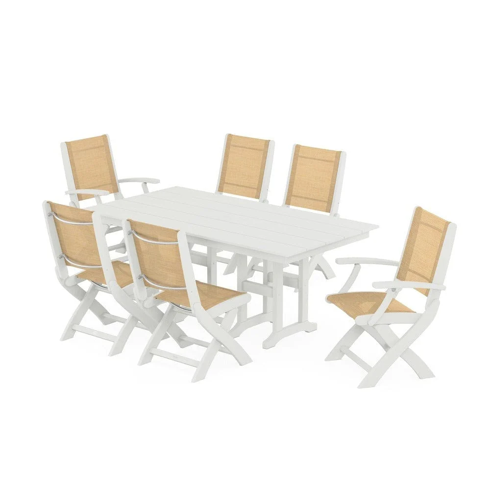 POLYWOOD® - Coastal Folding Chair 7-Piece Farmhouse Dining Set - PWS1176 - Image 109