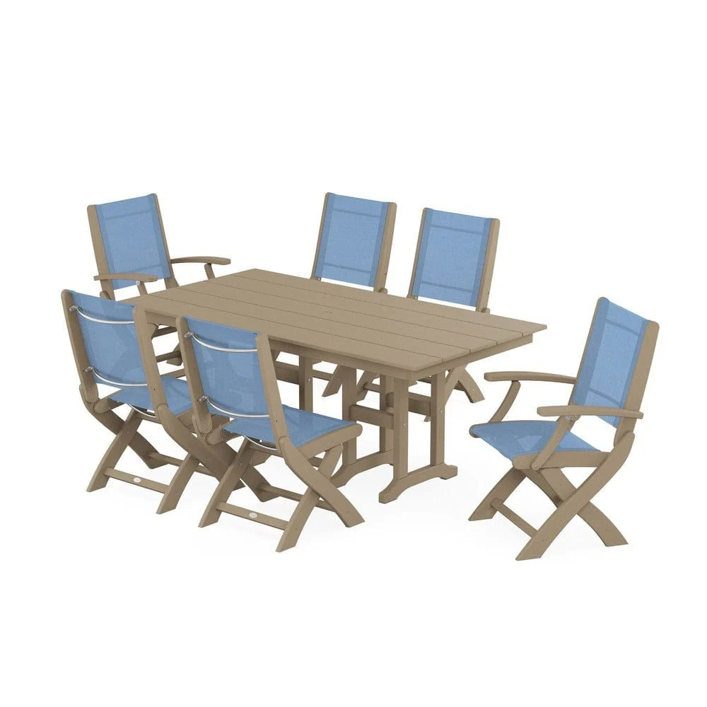 POLYWOOD® - Coastal Folding Chair 7-Piece Farmhouse Dining Set - PWS1176 - Image 11