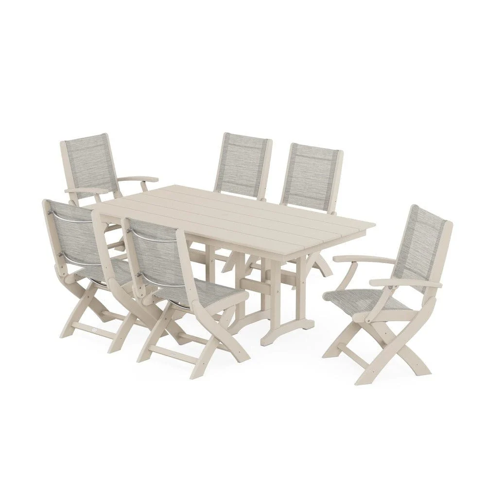 POLYWOOD® - Coastal Folding Chair 7-Piece Farmhouse Dining Set - PWS1176 - Image 12
