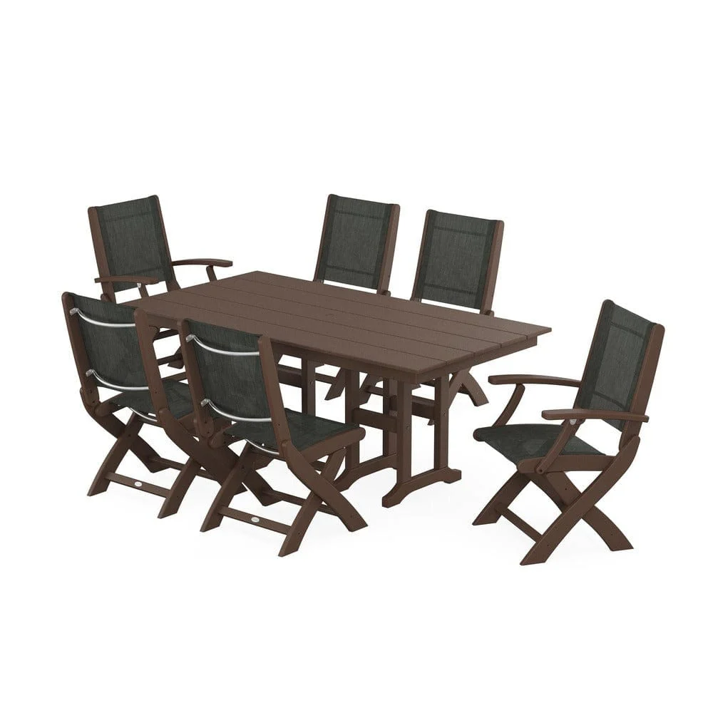 POLYWOOD® - Coastal Folding Chair 7-Piece Farmhouse Dining Set - PWS1176 - Image 122