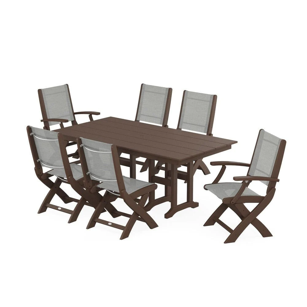 POLYWOOD® - Coastal Folding Chair 7-Piece Farmhouse Dining Set - PWS1176 - Image 13