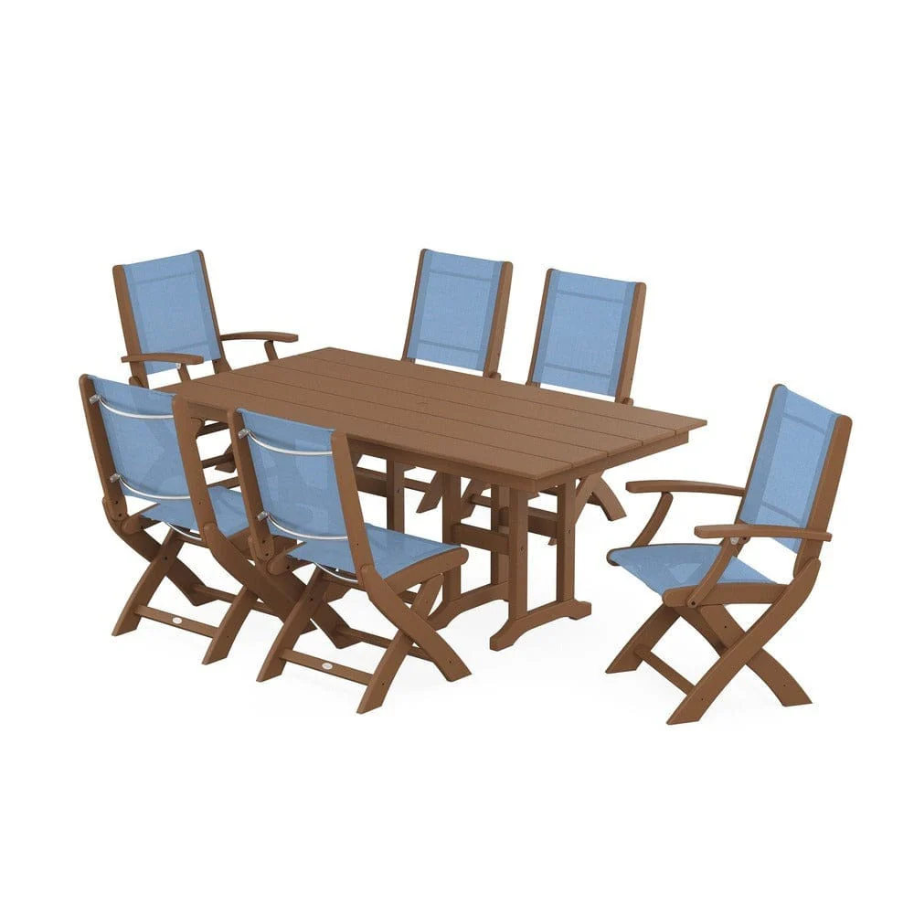 POLYWOOD® - Coastal Folding Chair 7-Piece Farmhouse Dining Set - PWS1176 - Image 15