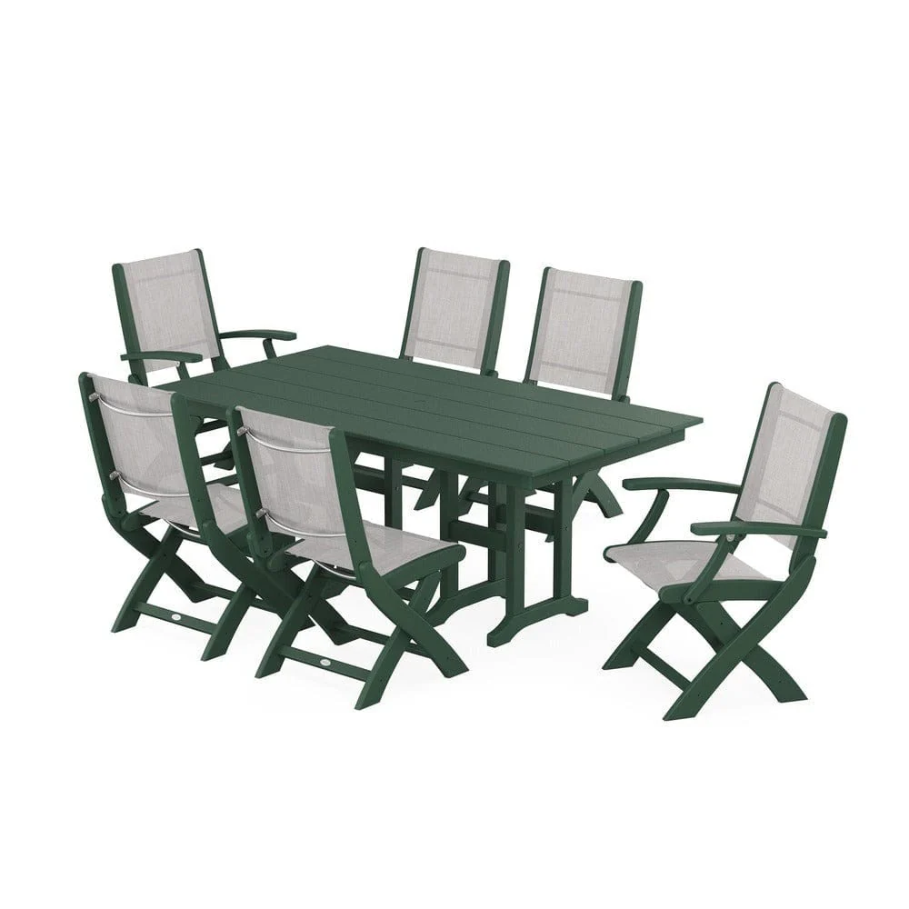 POLYWOOD® - Coastal Folding Chair 7-Piece Farmhouse Dining Set - PWS1176 - Image 16