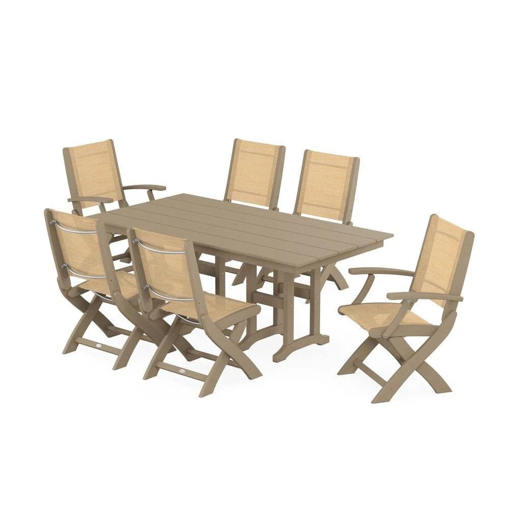 POLYWOOD® - Coastal Folding Chair 7-Piece Farmhouse Dining Set - PWS1176 - Image 18