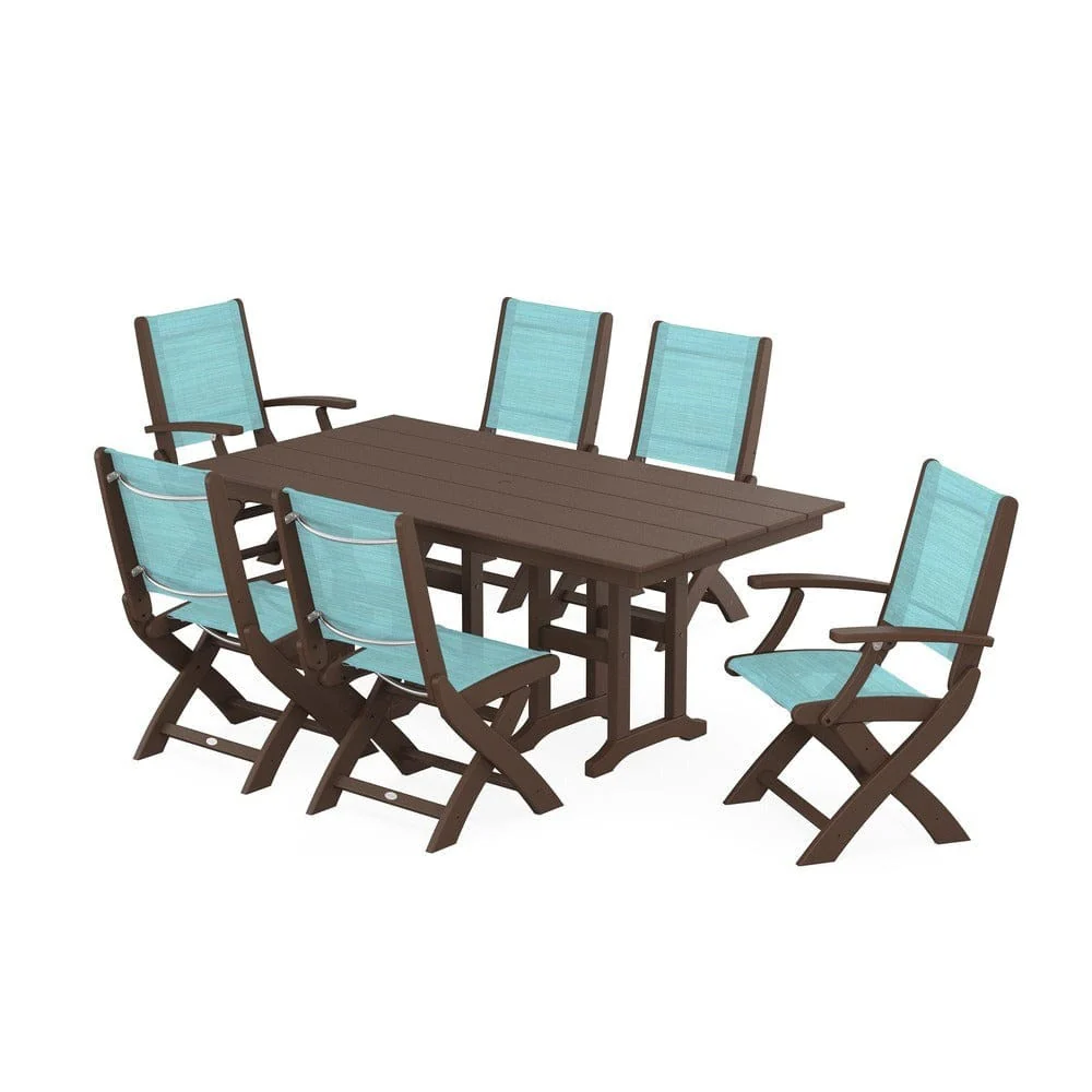 POLYWOOD® - Coastal Folding Chair 7-Piece Farmhouse Dining Set - PWS1176 - Image 19