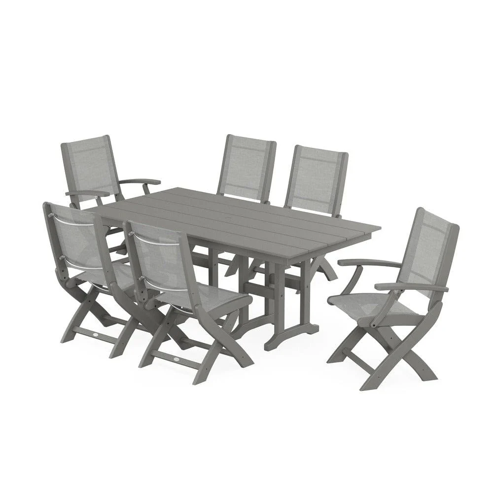 POLYWOOD® - Coastal Folding Chair 7-Piece Farmhouse Dining Set - PWS1176 - Image 22