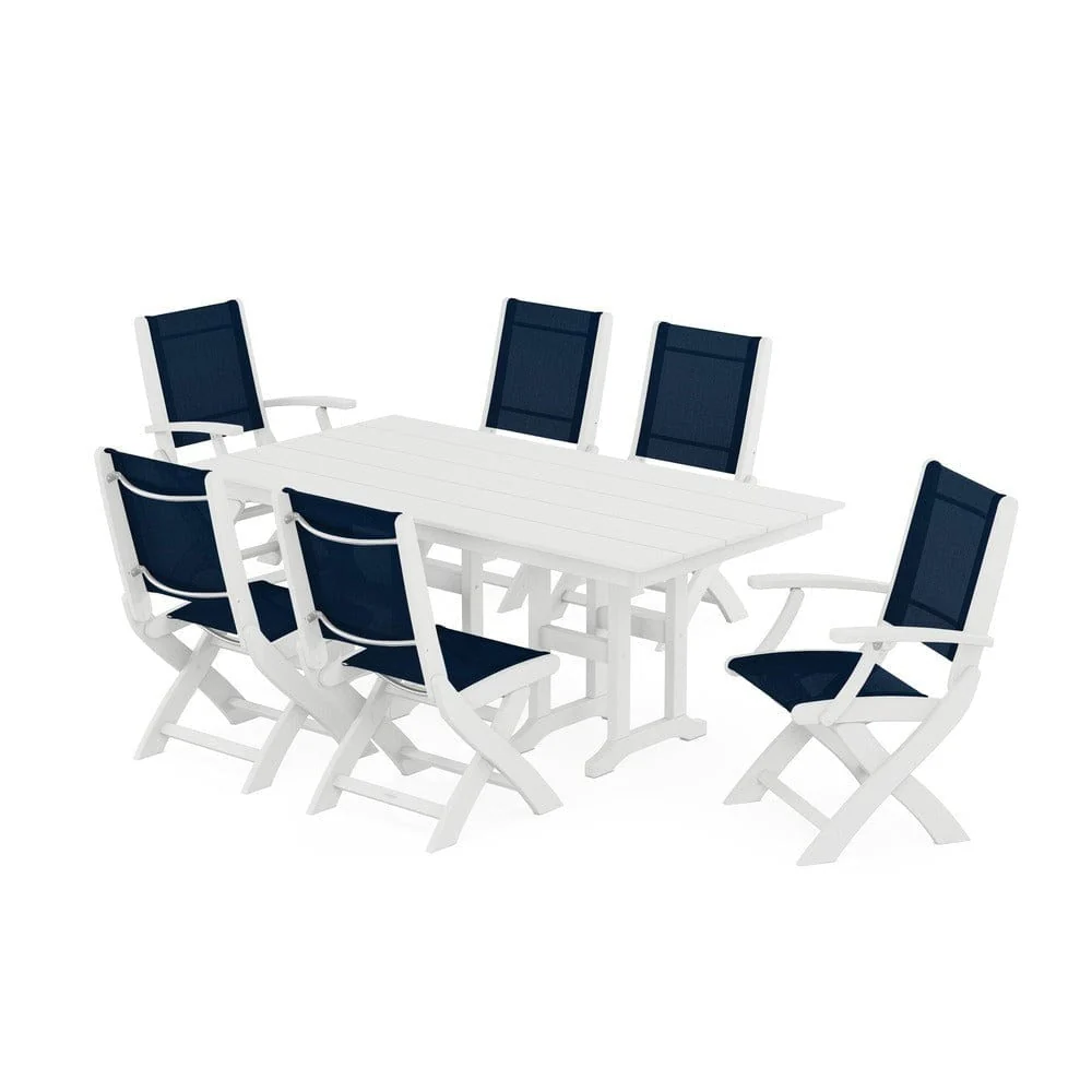 POLYWOOD® - Coastal Folding Chair 7-Piece Farmhouse Dining Set - PWS1176 - Image 23