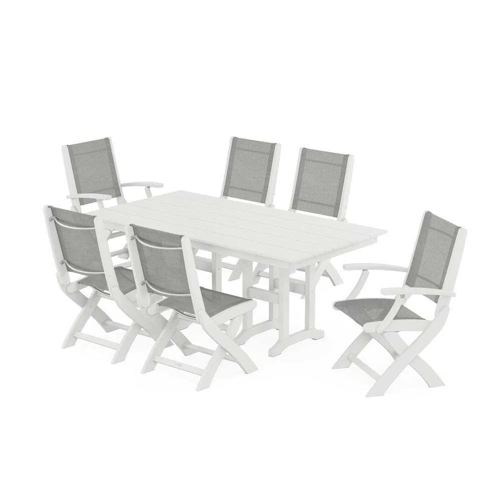 POLYWOOD® - Coastal Folding Chair 7-Piece Farmhouse Dining Set - PWS1176 - Image 26