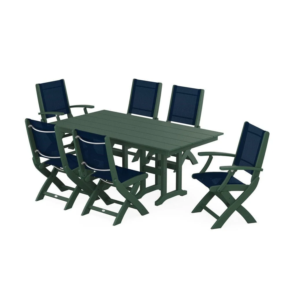 POLYWOOD® - Coastal Folding Chair 7-Piece Farmhouse Dining Set - PWS1176 - Image 27
