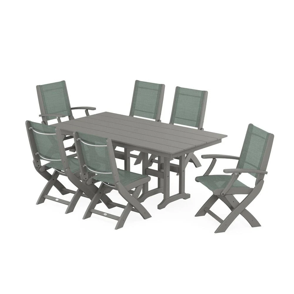 POLYWOOD® - Coastal Folding Chair 7-Piece Farmhouse Dining Set - PWS1176 - Image 31