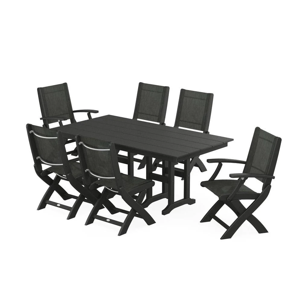 POLYWOOD® - Coastal Folding Chair 7-Piece Farmhouse Dining Set - PWS1176 - Image 32