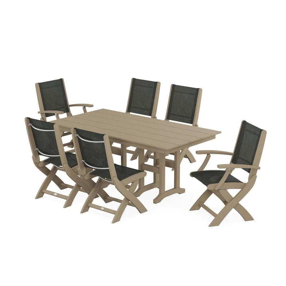 POLYWOOD® - Coastal Folding Chair 7-Piece Farmhouse Dining Set - PWS1176 - Image 39