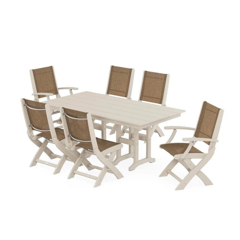 POLYWOOD® - Coastal Folding Chair 7-Piece Farmhouse Dining Set - PWS1176 - Image 47