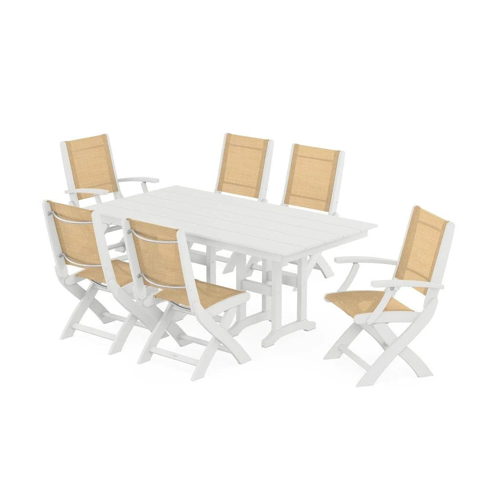 POLYWOOD® - Coastal Folding Chair 7-Piece Farmhouse Dining Set - PWS1176 - Image 50