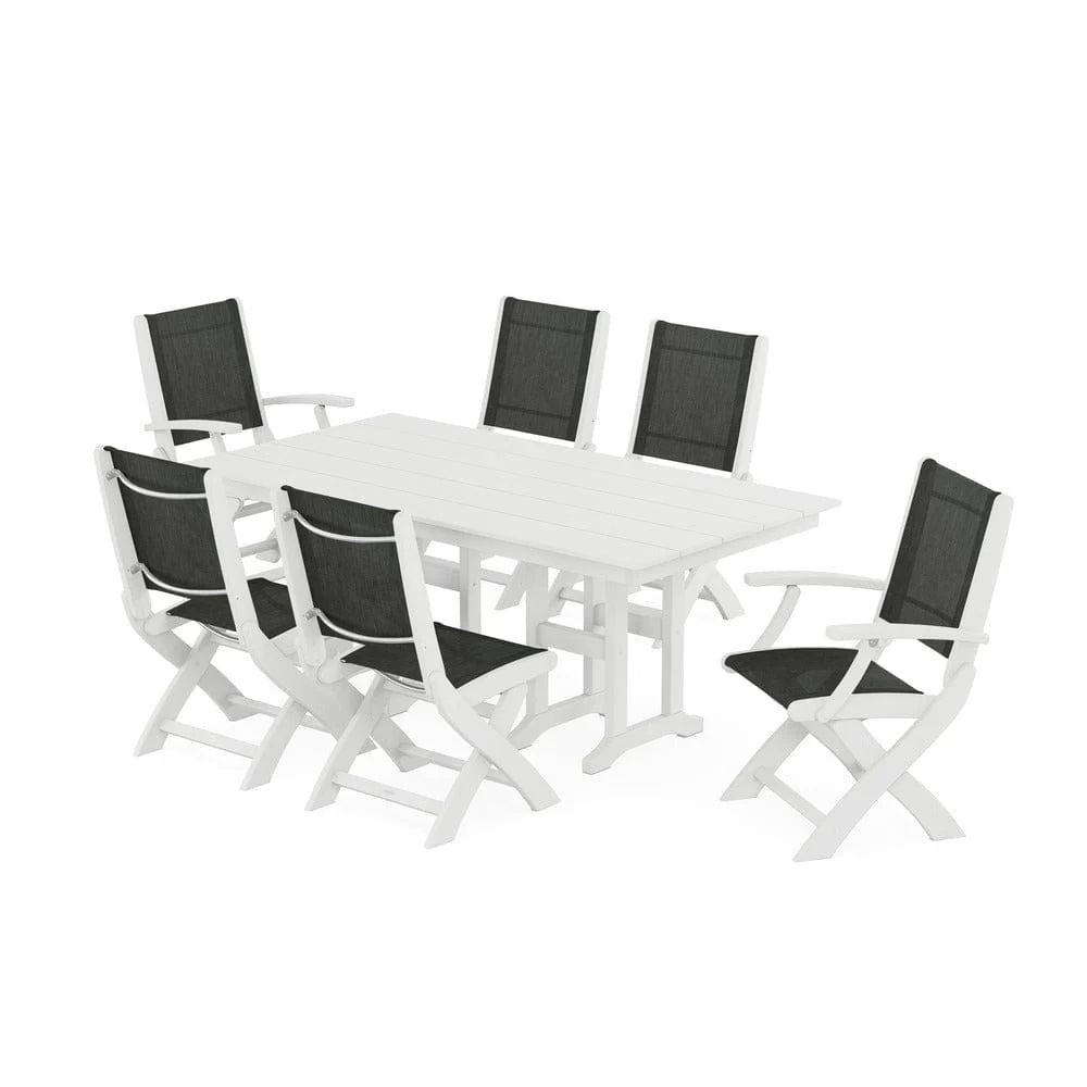 POLYWOOD® - Coastal Folding Chair 7-Piece Farmhouse Dining Set - PWS1176 - Image 52