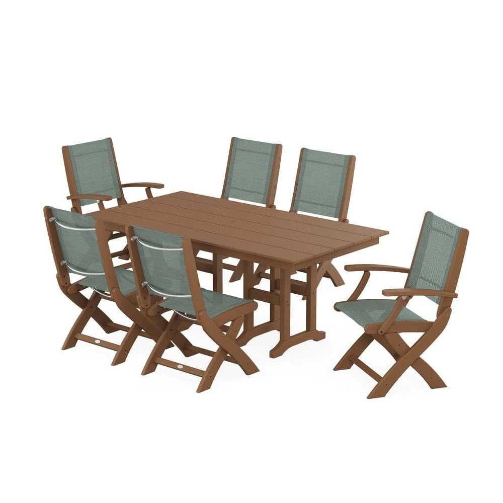 POLYWOOD® - Coastal Folding Chair 7-Piece Farmhouse Dining Set - PWS1176 - Image 54