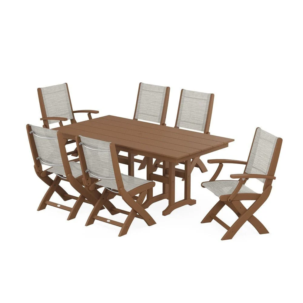 POLYWOOD® - Coastal Folding Chair 7-Piece Farmhouse Dining Set - PWS1176 - Image 56