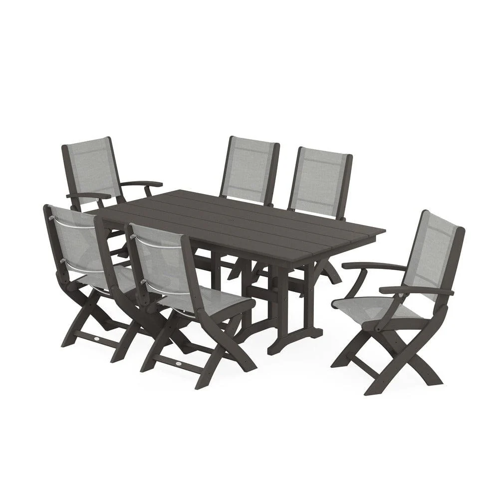 POLYWOOD® - Coastal Folding Chair 7-Piece Farmhouse Dining Set - PWS1176 - Image 57