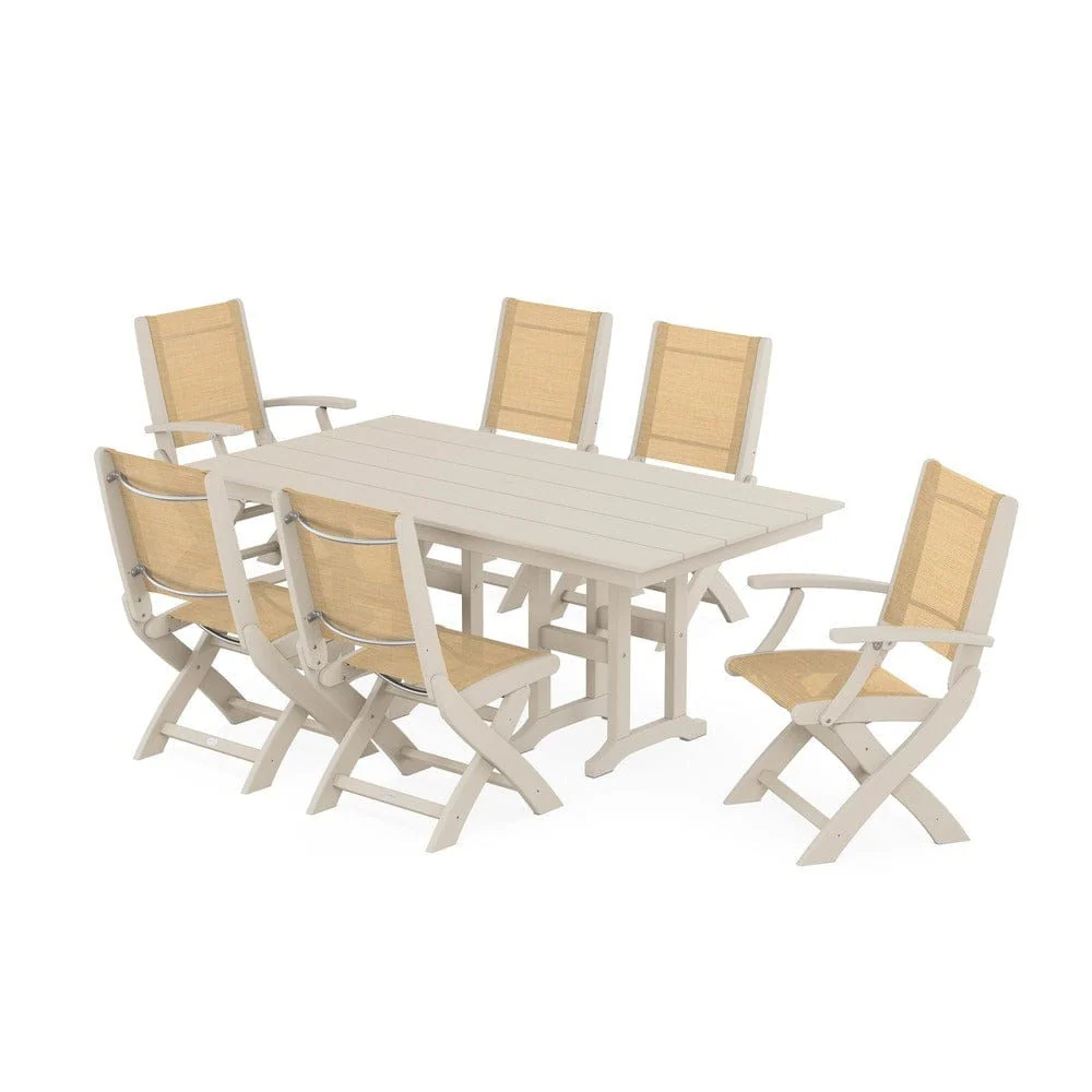 POLYWOOD® - Coastal Folding Chair 7-Piece Farmhouse Dining Set - PWS1176 - Image 58