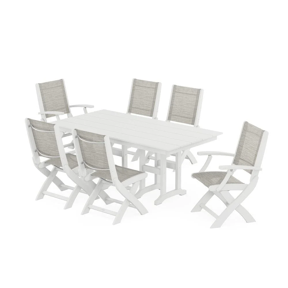 POLYWOOD® - Coastal Folding Chair 7-Piece Farmhouse Dining Set - PWS1176 - Image 64