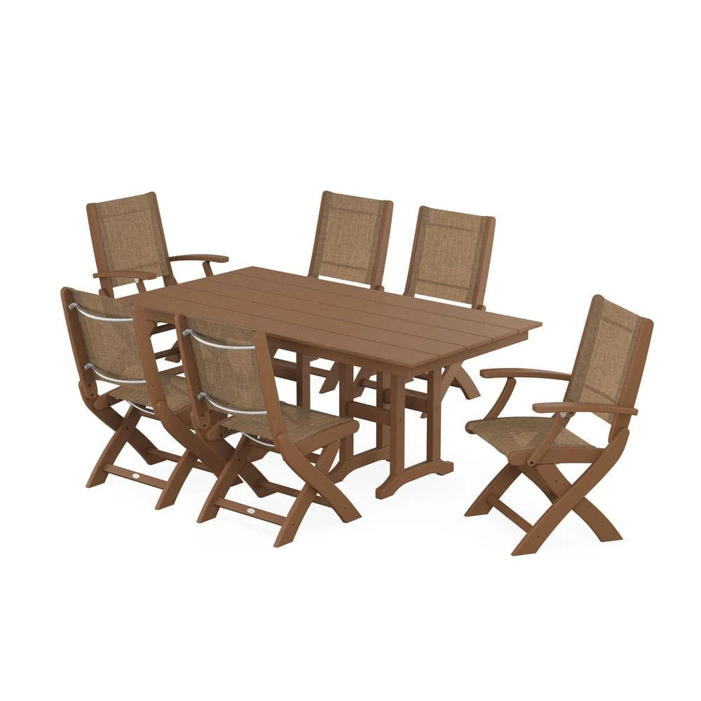 POLYWOOD® - Coastal Folding Chair 7-Piece Farmhouse Dining Set - PWS1176 - Image 66