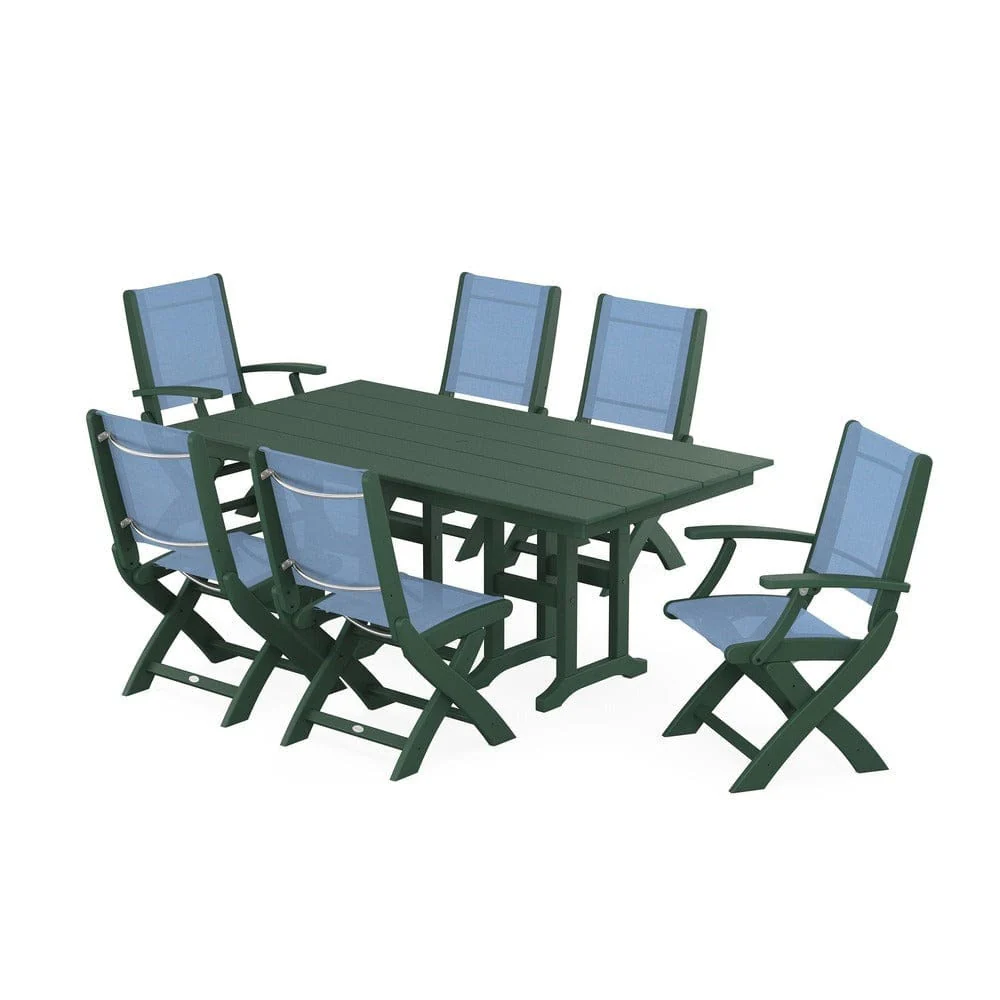 POLYWOOD® - Coastal Folding Chair 7-Piece Farmhouse Dining Set - PWS1176 - Image 68