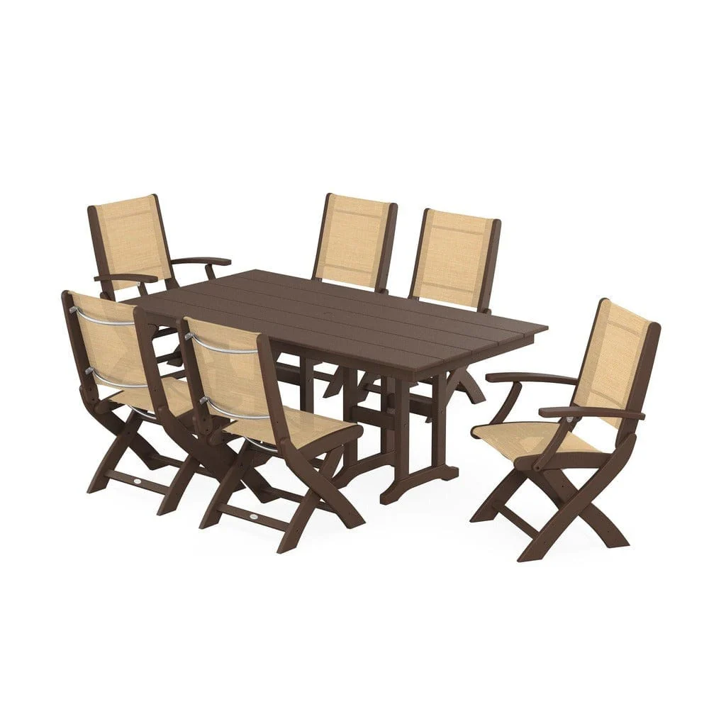 POLYWOOD® - Coastal Folding Chair 7-Piece Farmhouse Dining Set - PWS1176 - Image 70