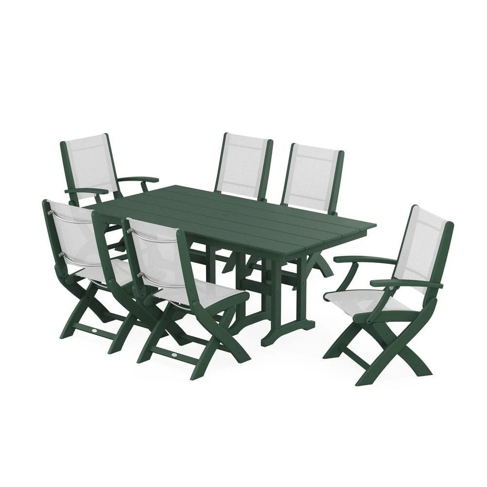 POLYWOOD® - Coastal Folding Chair 7-Piece Farmhouse Dining Set - PWS1176 - Image 78