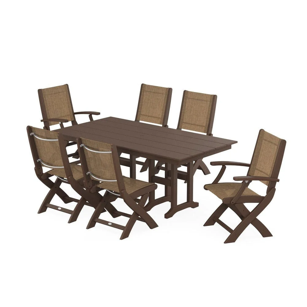 POLYWOOD® - Coastal Folding Chair 7-Piece Farmhouse Dining Set - PWS1176 - Image 81