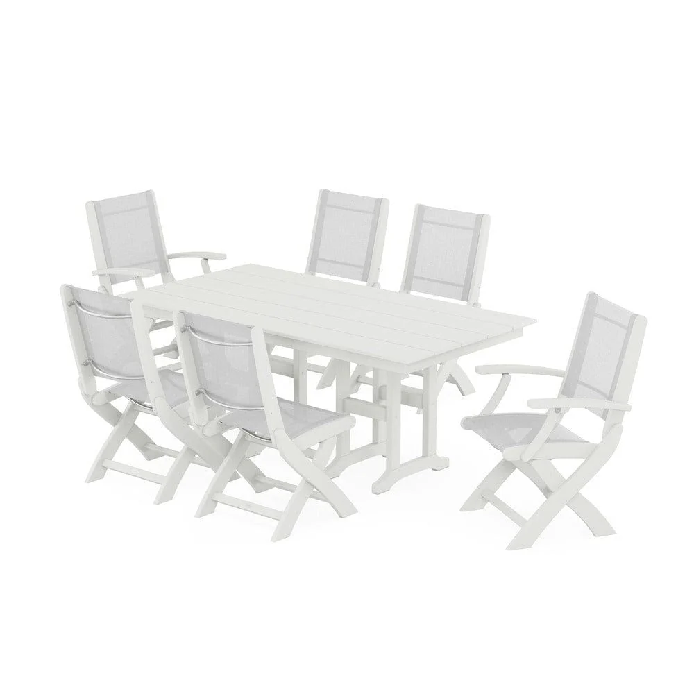 POLYWOOD® - Coastal Folding Chair 7-Piece Farmhouse Dining Set - PWS1176 - Image 98