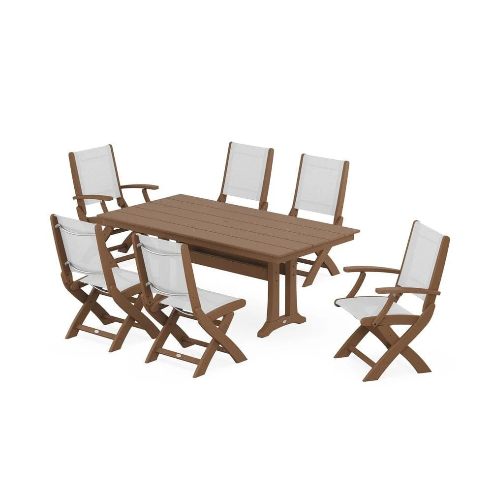 POLYWOOD® - Coastal Folding Chair 7-Piece Farmhouse Dining Set with Trestle Legs - PWS1001 - Image 30