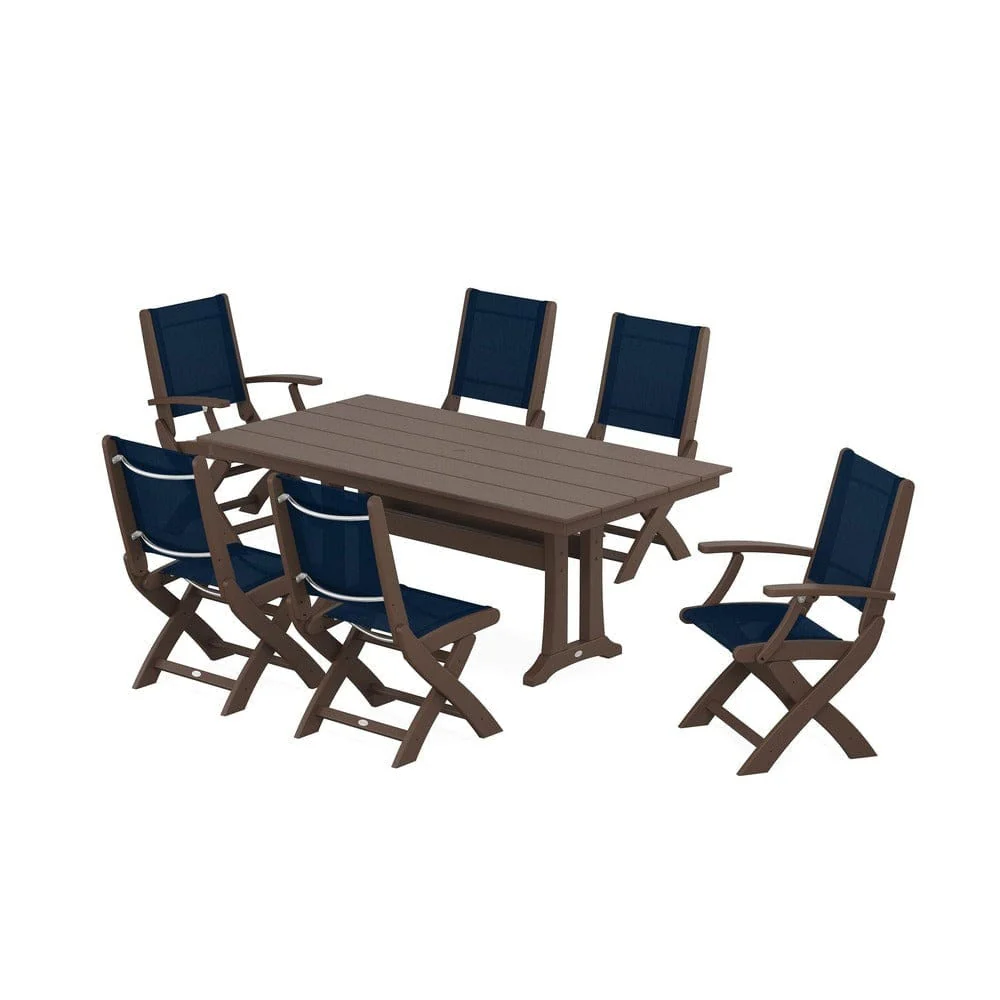 POLYWOOD® - Coastal Folding Chair 7-Piece Farmhouse Dining Set with Trestle Legs - PWS1001 - Image 52