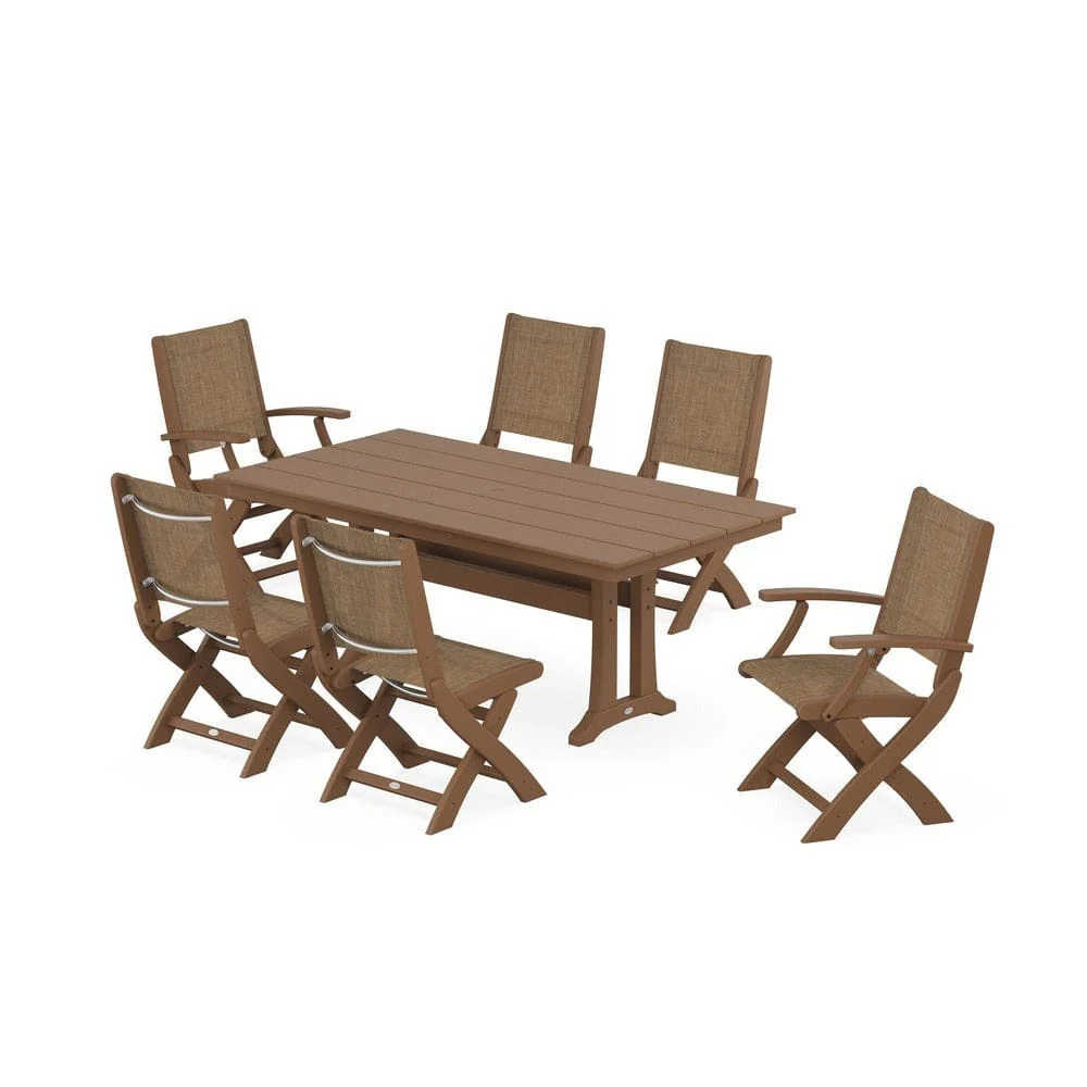 POLYWOOD® - Coastal Folding Chair 7-Piece Farmhouse Dining Set with Trestle Legs - PWS1001 - Image 62