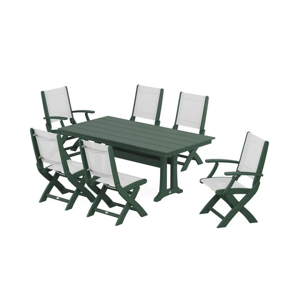 POLYWOOD® - Coastal Folding Chair 7-Piece Farmhouse Dining Set with Trestle Legs - PWS1001 - Image 66