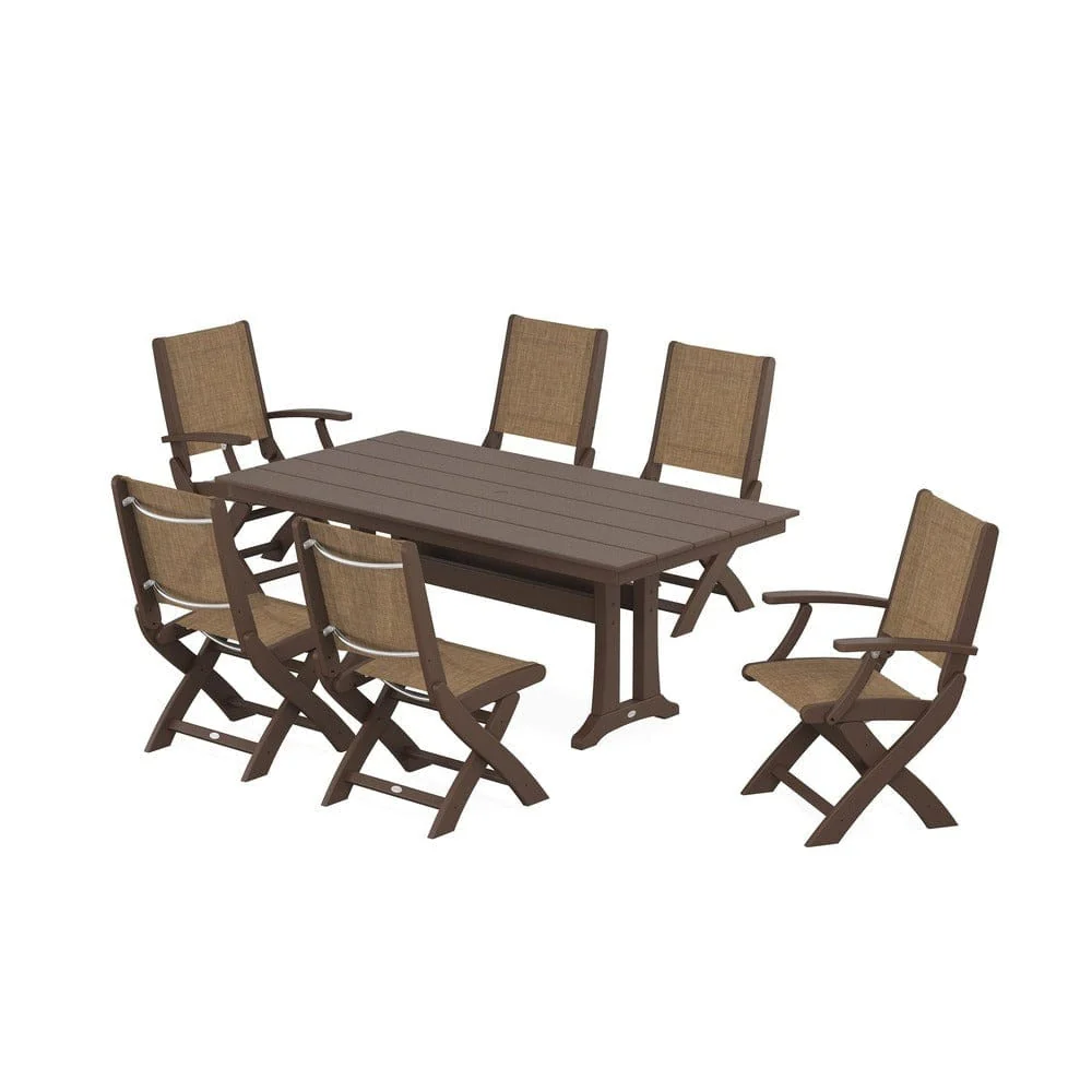 POLYWOOD® - Coastal Folding Chair 7-Piece Farmhouse Dining Set with Trestle Legs - PWS1001 - Image 73