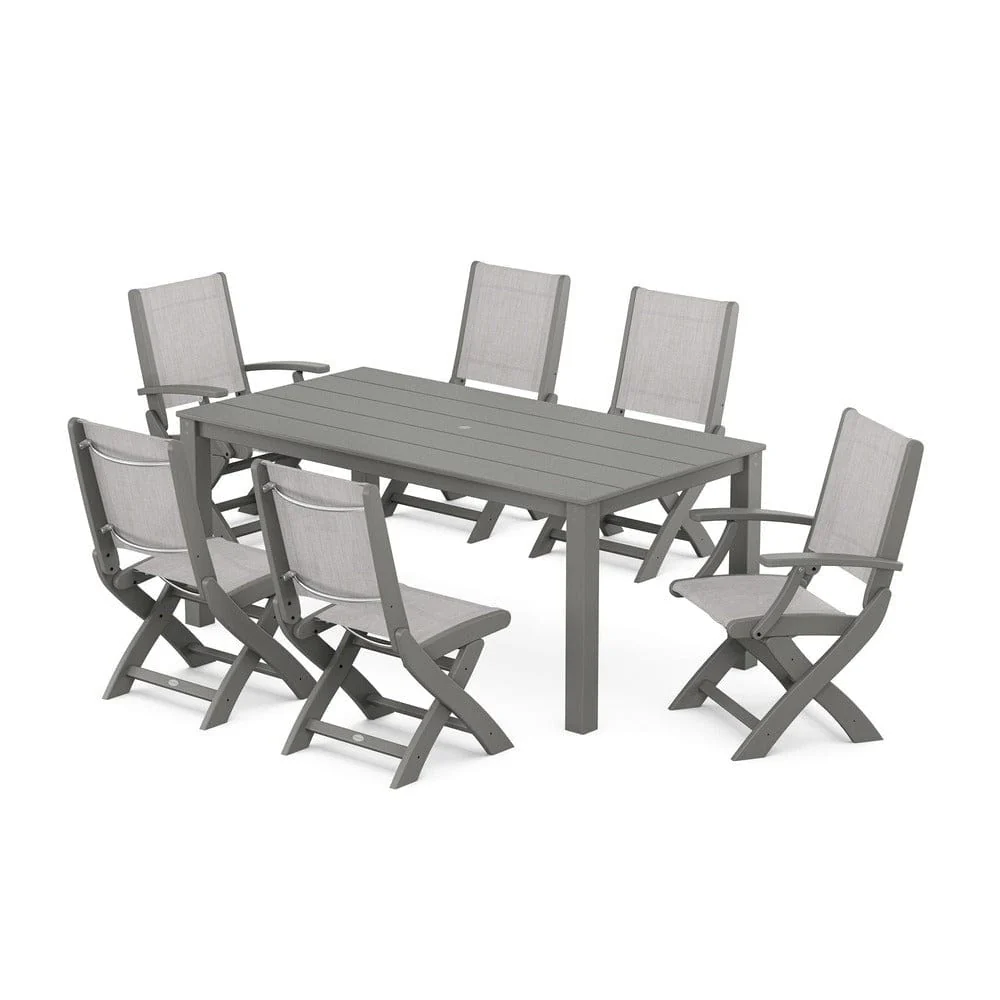 POLYWOOD® - Coastal Folding Chair 7-Piece Parsons Dining Set - PWS2270 - Image 59