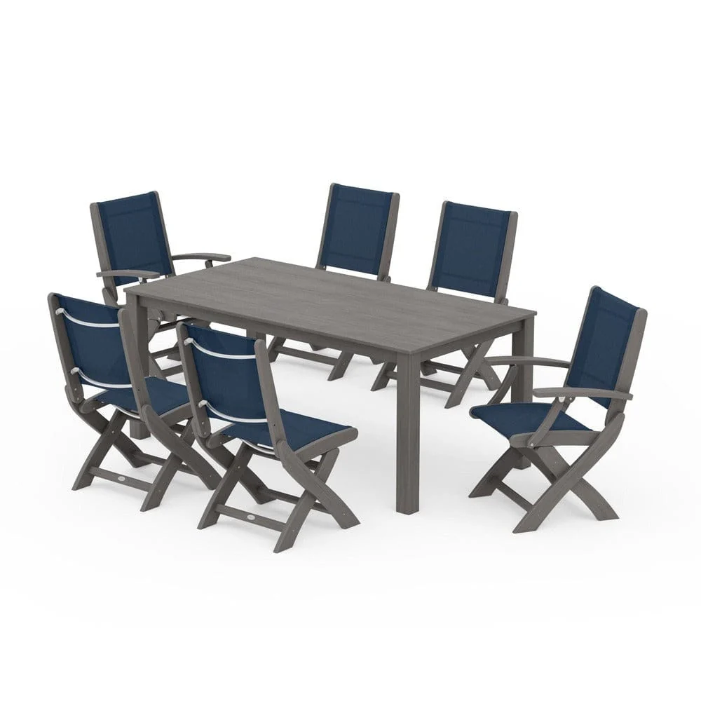 POLYWOOD® - Coastal Folding Chair 7-Piece Parsons Dining Set - PWS2270 - Image 64