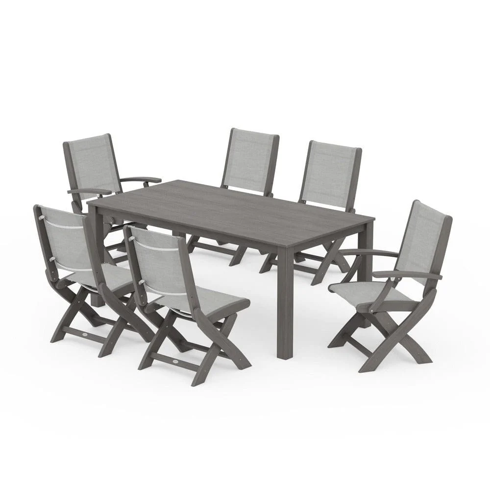 POLYWOOD® - Coastal Folding Chair 7-Piece Parsons Dining Set - PWS2270 - Image 67