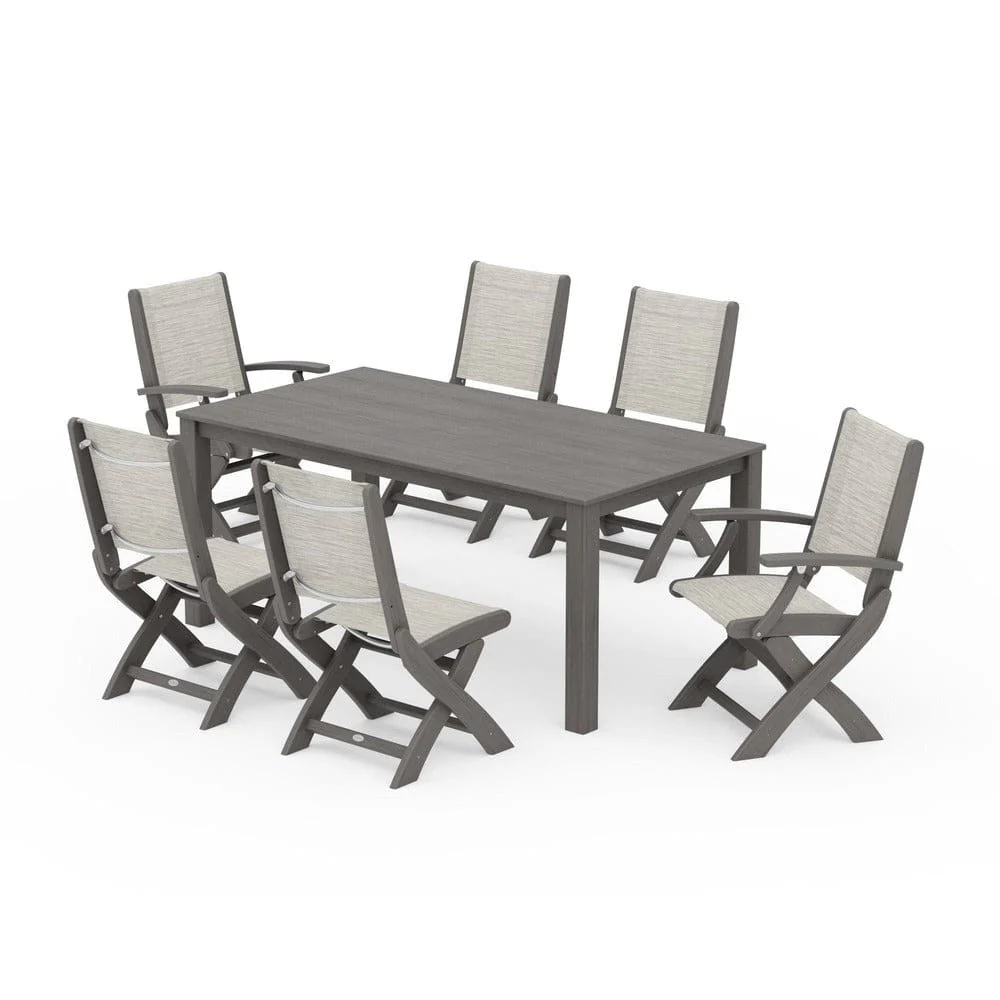 POLYWOOD® - Coastal Folding Chair 7-Piece Parsons Dining Set - PWS2270 - Image 75