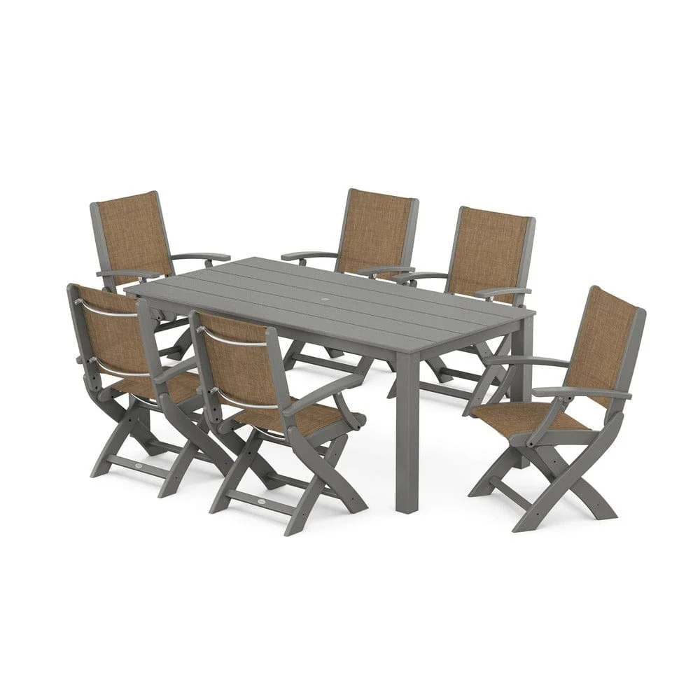 POLYWOOD® - Coastal Folding Chair 7-Piece Parsons Dining Set - PWS2271 - Image 36
