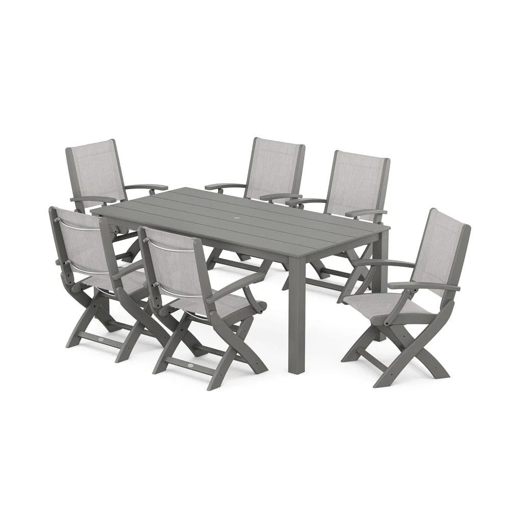 POLYWOOD® - Coastal Folding Chair 7-Piece Parsons Dining Set - PWS2271 - Image 55