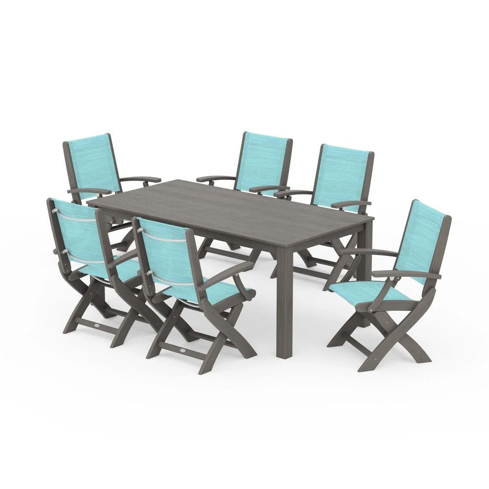POLYWOOD® - Coastal Folding Chair 7-Piece Parsons Dining Set - PWS2271 - Image 62