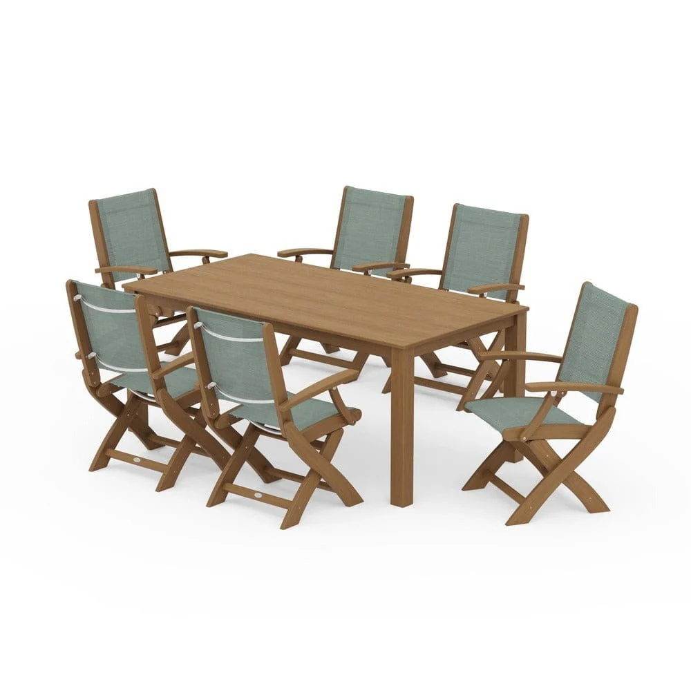 POLYWOOD® - Coastal Folding Chair 7-Piece Parsons Dining Set - PWS2271 - Image 73
