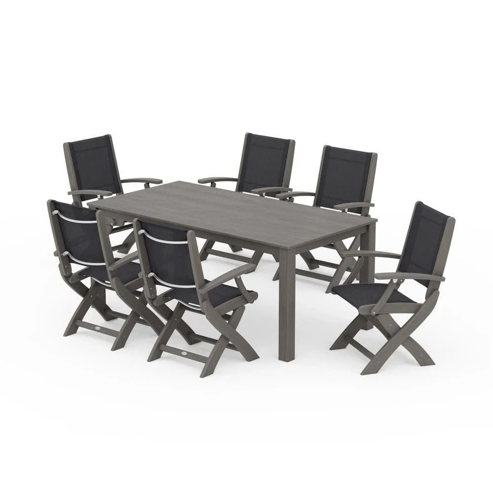 POLYWOOD® - Coastal Folding Chair 7-Piece Parsons Dining Set - PWS2271 - Image 76