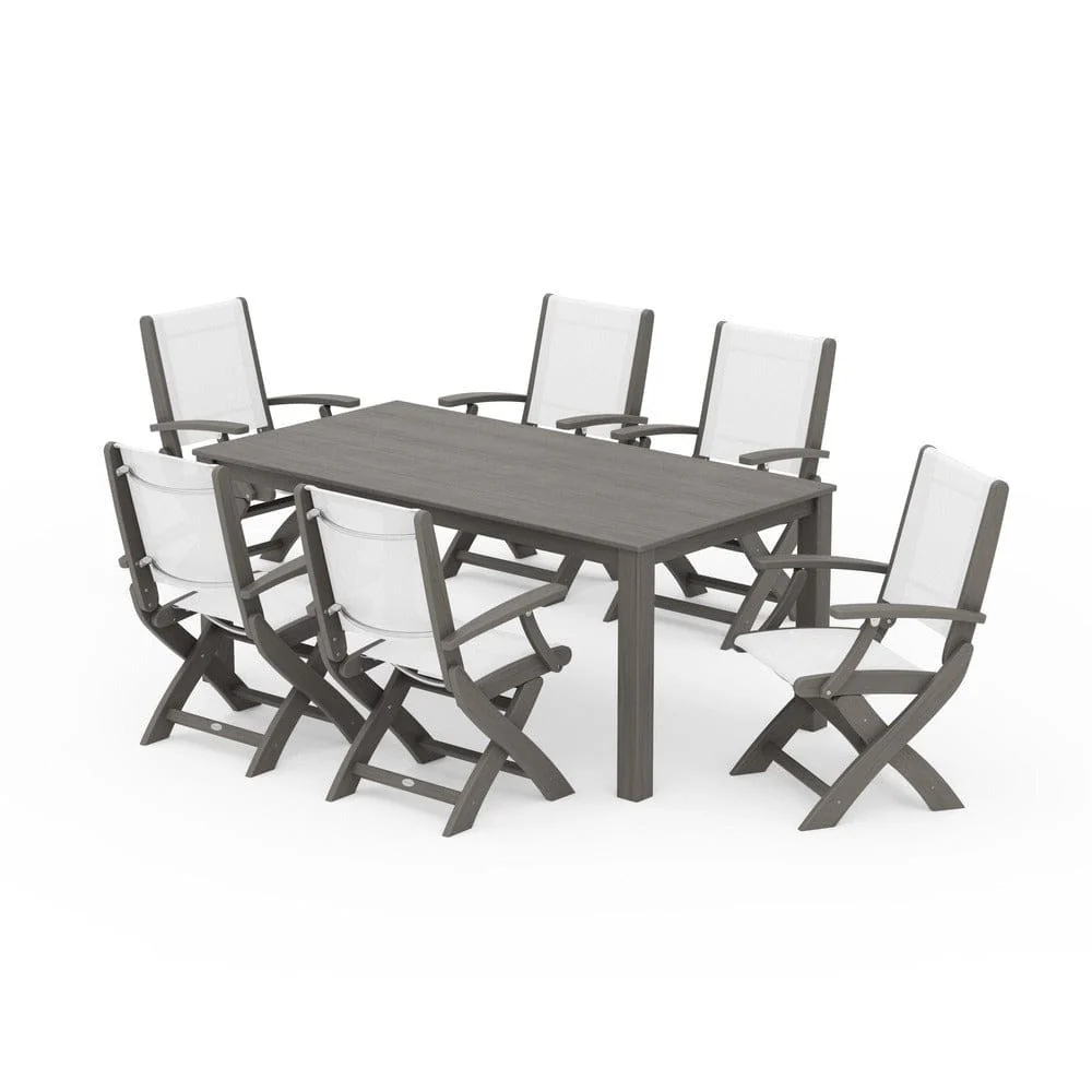 POLYWOOD® - Coastal Folding Chair 7-Piece Parsons Dining Set - PWS2271 - Image 83
