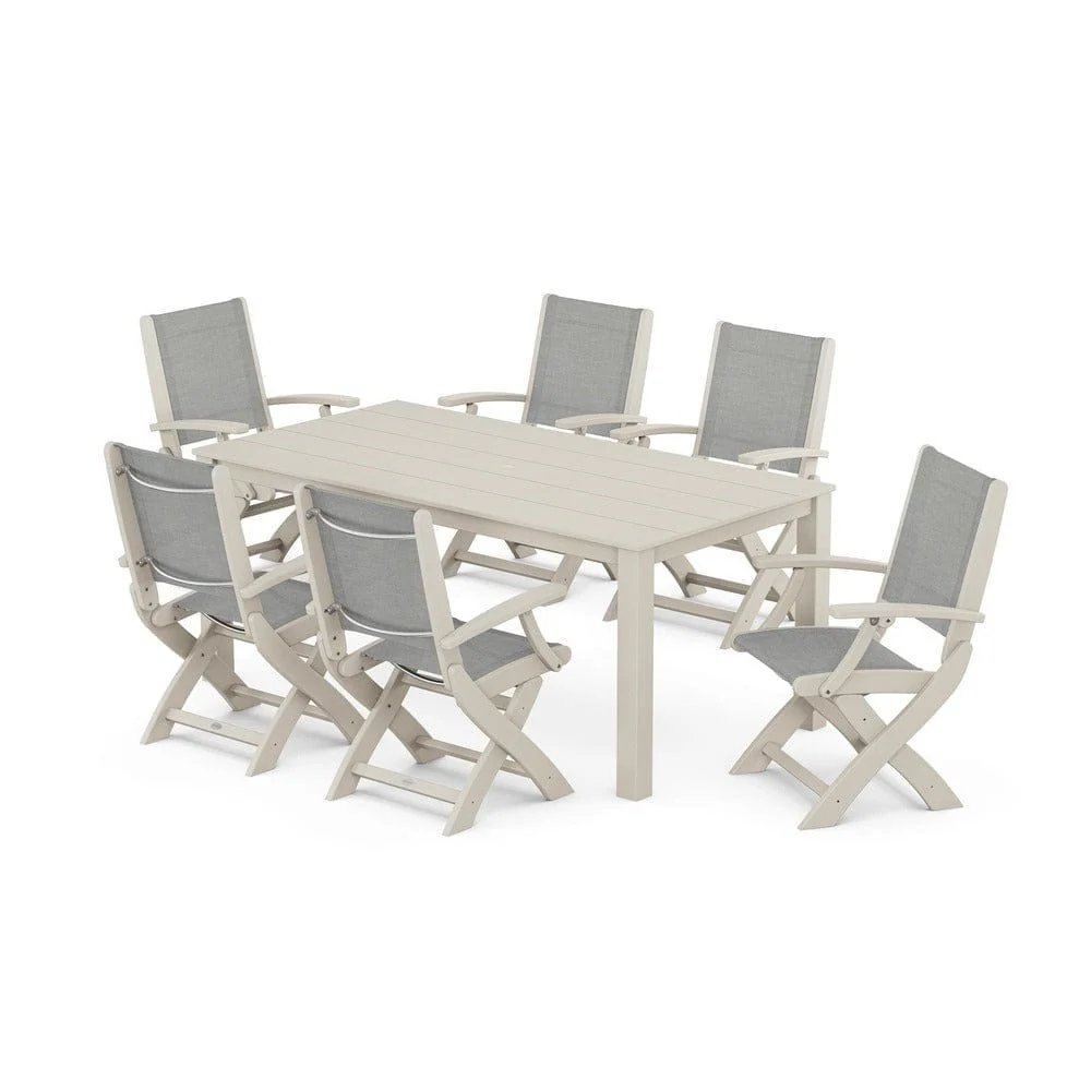 POLYWOOD® - Coastal Folding Chair 7-Piece Parsons Dining Set - PWS2271 - Image 9