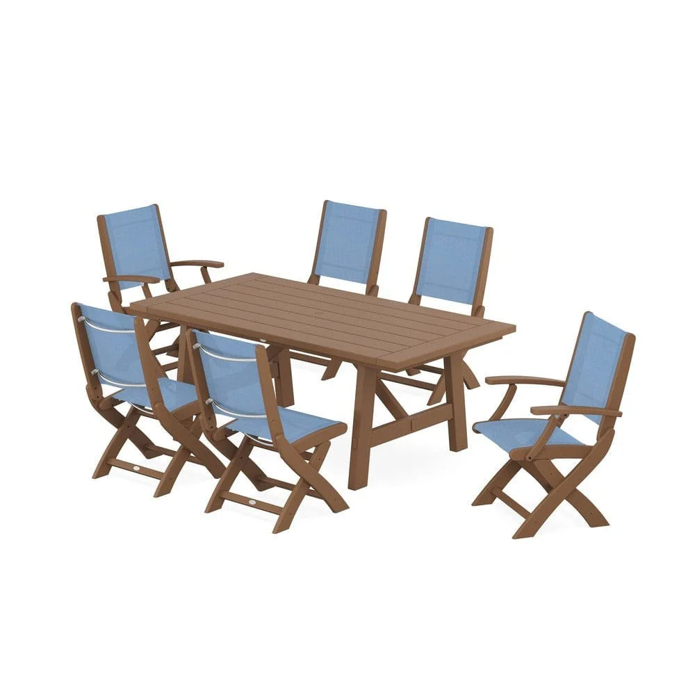 POLYWOOD® - Coastal Folding Chair 7-Piece Rustic Farmhouse Dining Set - PWS1078 - Image 103