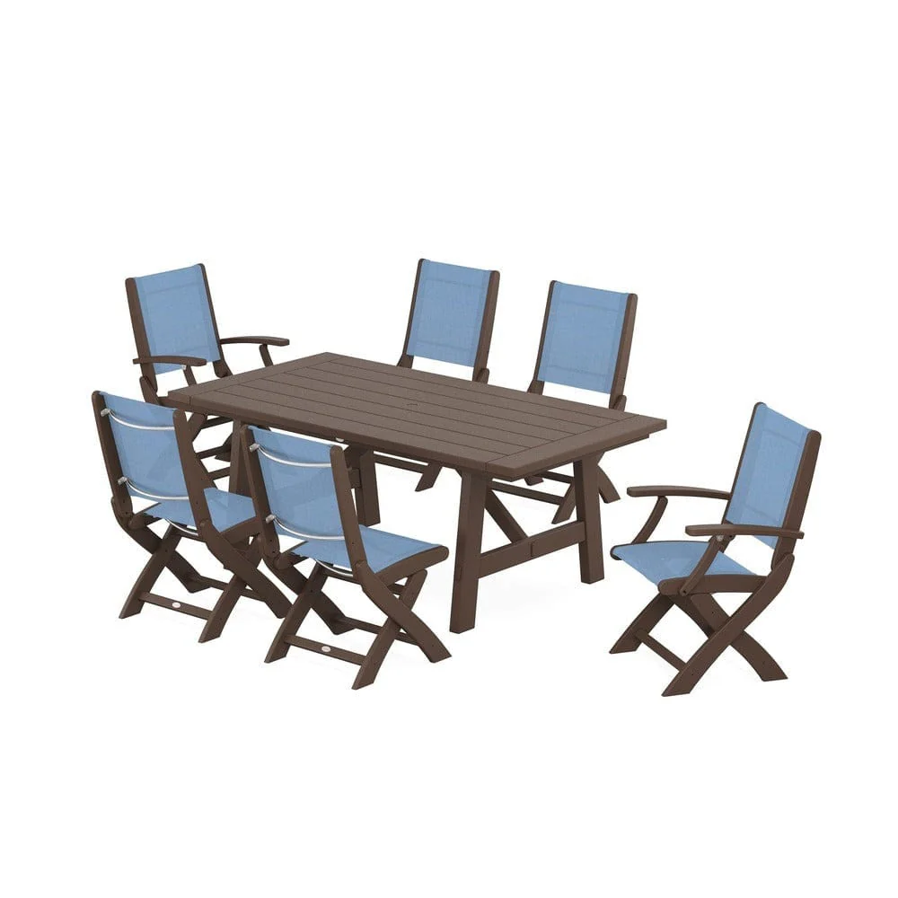 POLYWOOD® - Coastal Folding Chair 7-Piece Rustic Farmhouse Dining Set - PWS1078 - Image 31